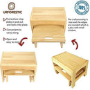 URFORESTIC Handcrafted 100% Solid Wood Bed Step Stool-Foot Stool Kitchen Stools Bed Steps Small Step Ladder Bathroom Stools (Burned)