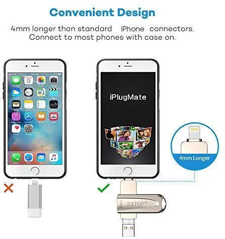 USB 3.0 Flash Drive 128GB iPhone Memory Stick, EATOP iPhone Flash Drive with 4 Ports, Photo Stick Compatible for iPhone/iPad/Android and Computer, iPhone Photo Stick with OTG Adapter (Dark Green)