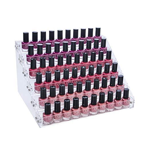 Benbilry Acrylic Nail Polish Organizer 6 Tier Clear Nail Polish Holder 66 Bottles Essential Oils Organizer Shelves Display Rack Stand(6 Tiers)