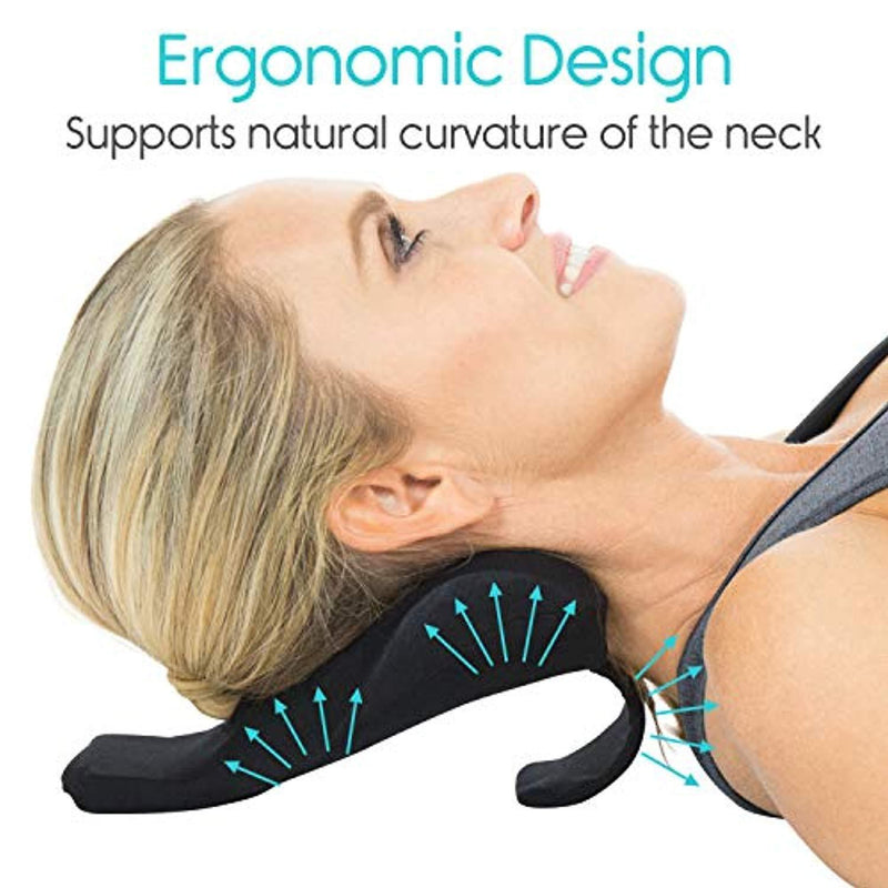 Vive Neck Support Relaxer - Shoulder Chiropractic Pillow - Cervical Spine Relieve, Neckbone Muscle Tension Reliever - Pressure Relief, Stiff Chronic Pain, Disc Alignment