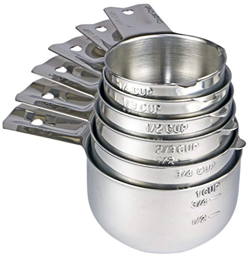 6 Piece Stainless Steel Measuring Cup Set by Cougar Chef - Stackable Measuring Set for Accurate Measuring of Dry and Liquid Ingredients for Cooking and Baking