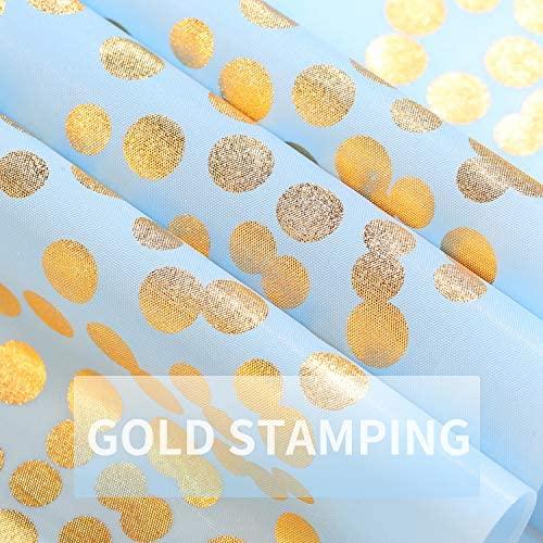 Duocute White Disposable Party Tablecloth for Rectangle Table, Gold Stamping Dot Confetti Rectangular Plastic Table Cover, for Bridal Shower, Engagement, Wedding, 54" x 108", Pack of 4