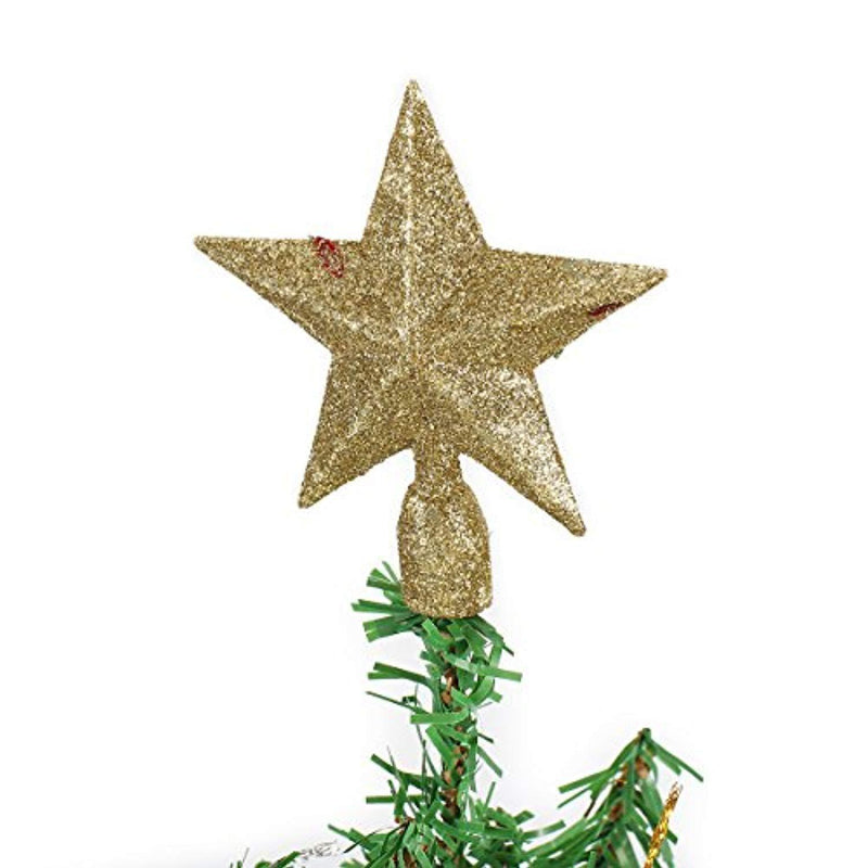 20" Tabletop Mini Christmas Tree Set with Clear LED Lights, Star Treetop and Ornaments, Best DIY Christmas Decorations