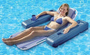 Poolmaster Swimming Pool Floating Chaise Lounge, Caribbean, Blue Stripe