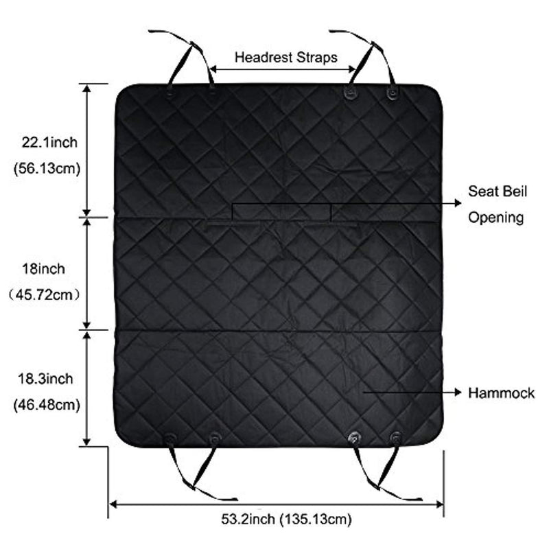 TIOVERY Dog Seat Cover, Pet Car Seat Covers with Anchors, Waterproof & Nonslip Rubber Backing, Durable Pet Back Seat Covers for Cars, Trucks and SUVs