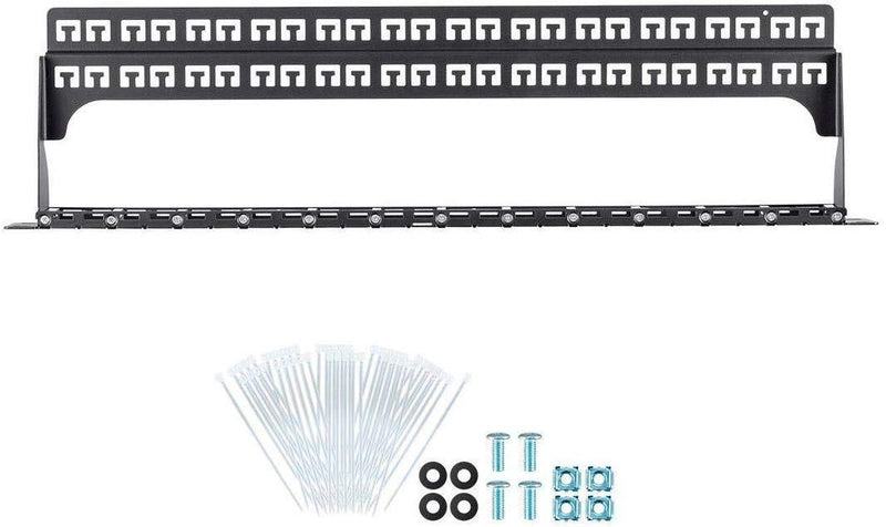 Monoprice Blank Keystone UTP Patch Panel - 48 Ports, Networking, 1U, with Wire Support Bar