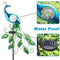 ATHLERIA Garden Solar Lights Stake, Metal Peacock Decor Solar Garden Lights Solar Peacock Stake for Outdoor Patio Yard Decorations (Blue Lampshade)