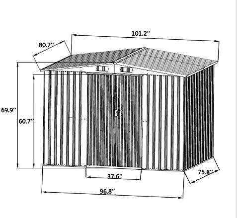 8'X6'Outdoor Storage Shed Garden Tool House with Sliding Door for Backyard Lawn,Patio,Yard(White)