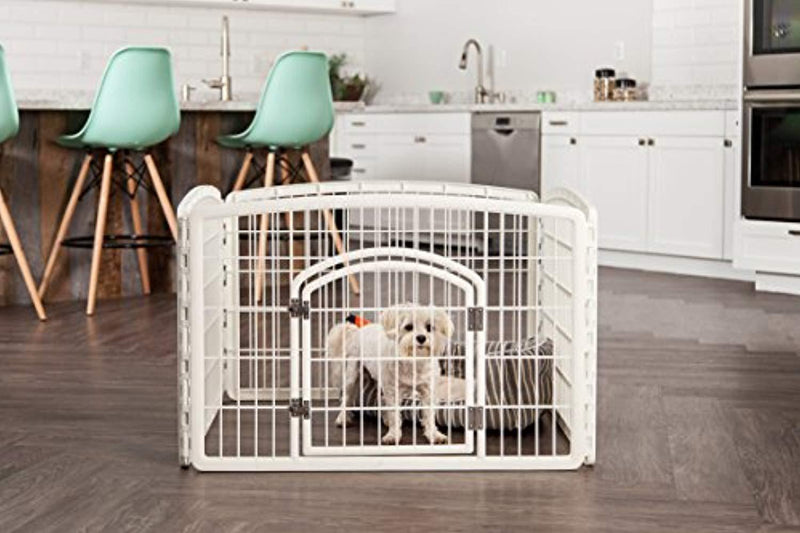 IRIS 24'' Exercise 4-Panel Pet Playpen with Door, Pearl White by IRIS USA, Inc.