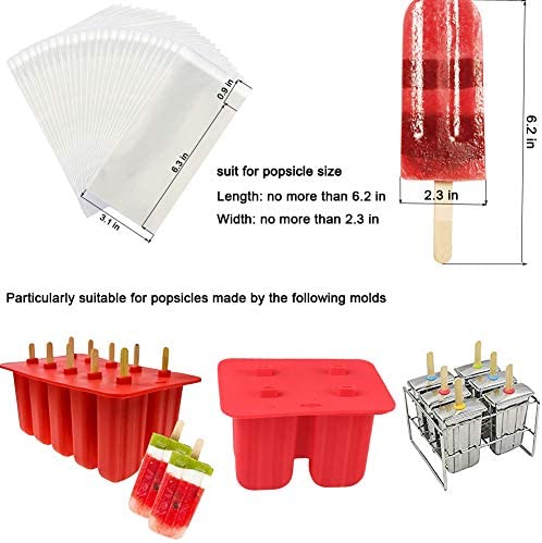 Goging Homemade Popsicle Molds Shapes, Silicone Frozen Ice Popsicle Maker-BPA Free, with 50 Popsicle Sticks, 50 Popsicle Bags, Funnel and Ice Pop Recipes(10 Cavities)