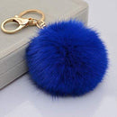 Miraclekoo Rabbit Fur Ball Pom Pom KeyChain Gold Plated Keychain with Plush for Car Key Ring or Handbag Bag Decoration (Orange Pink)