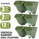 Worth Watering Indoor Outdoor Vertical Wall Hangers with Pots Included Wall Plant Hangers Each Wall Mounted Hanging Pot has 3 Pockets 36 Total Pockets