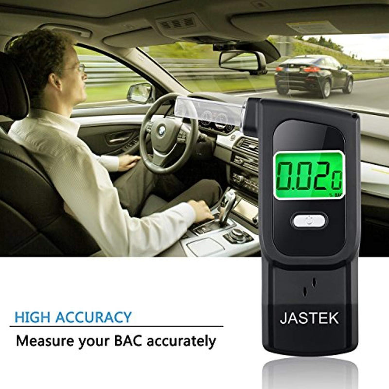 JASTEK Professional Breathalyzer [New Version] Portable Digital Alcohol Tester Detector with 5 Mouthpieces for Personal Use -Black