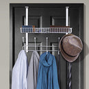 Lifewit Over The Door Hook Hanger Two Tiers 10 Hooks Mesh Basket Adjustable Storage Rack Coats Hats Robes to (White)