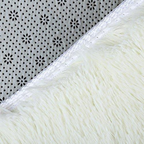 ACTCUT Super Soft Indoor Modern Shag Area Silky Smooth Fur Rugs Fluffy Rugs Anti-Skid Shaggy Area Rug Dining Room Home Bedroom Carpet Floor Mat 4- Feet by 5- Feet (Grey)