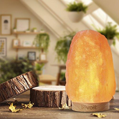 Levoit Kana Himalayan/Hymilain Sea, Pink Crystal Salt Rock Lamp, Night Light, Real Rubber Wood Base, Dimmable Touch Switch, Holiday Gift (ETL Certified, 2 Extra Bulbs),