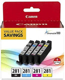 Canon CLI-281 BKCMY 4-Color Ink Tank Value Pack (2091C005) + Canon PGI-280 XL Pigment Black Ink Tank (2021C001)