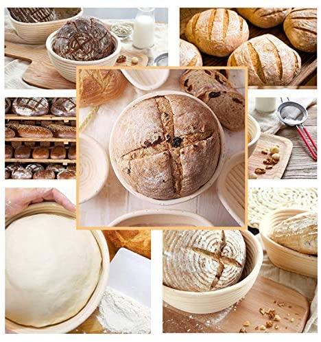 5" Round Banneton Proofing Basket,Natural Rattan Made,Brotform Dough Bowl for Small Bread Making,Home Bakers and Recipe Used,Rising Dough Baskets Set Includes Cloth Liner(2 Pcs) by XUANNIAO