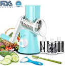 Vegetable Mandoline Slicer Chopper Grater-Speedy Manual Rotary Drum Grater Countertop Food Slicer Fruit Cheese Nut Chopper Cutter Shredder Grinder