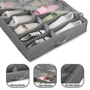 Magicfly Bed Organizer Bag Underbed Shoes Closet Storage Solution with Clear Plastic Zippered Cover 12 Cell for Kids/Women