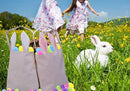 5 Pack Easter Bunny Bags Easter Gift Bag Easter Bunny Ear Basket Jute Cotton Cloth Tote Bag for Eggs Hunting