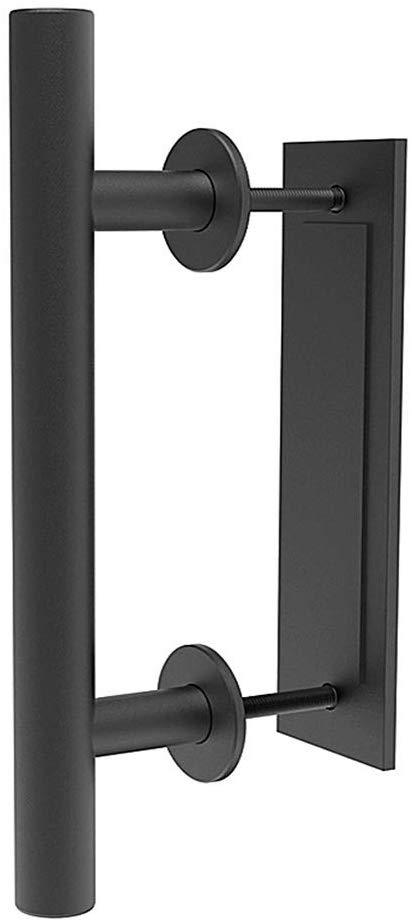 Homlux 6ft Heavy Duty Sturdy Sliding Barn Door Hardware Kit Single Door - Smoothly and Quietly - Simple and Easy to Install - Fit 1 3/8-1 3/4" Thickness Door Panel(Black)(J Shape Hangers)