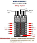 BlueFire 12 Way 30A 32V Blade Fuse Box Board with 24PCS Fuse + LED Warning Light for Car/Marine Boats/Automotive/Trike