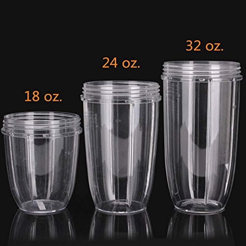 32oz Replacement Cups with Flip Top To Go Lid for NutriBullet 600w and Pro 900w Blender (2 Pack) by Preferred Parts