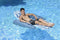 Poolmaster Swimming Pool Floating Chaise Lounge, Caribbean, Blue Stripe