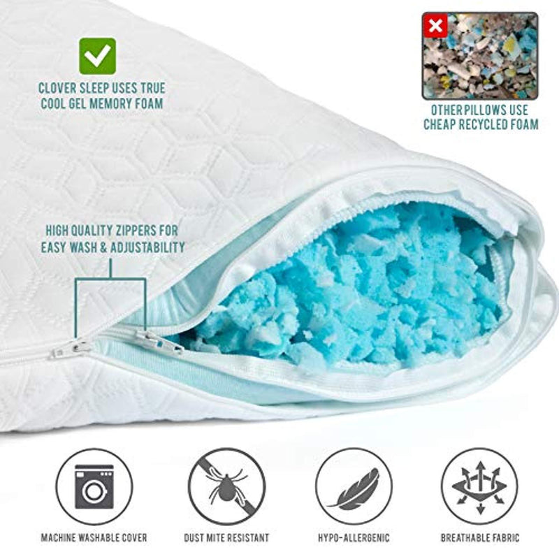 Shredded Memory Foam Pillows for Sleeping Bamboo Cooling Firm Cool Bed Pillow for Side Stomach Sleeper Neck Shoulder Pain Organic Cold Hypoallergenic Large Queen Size 2 Pack