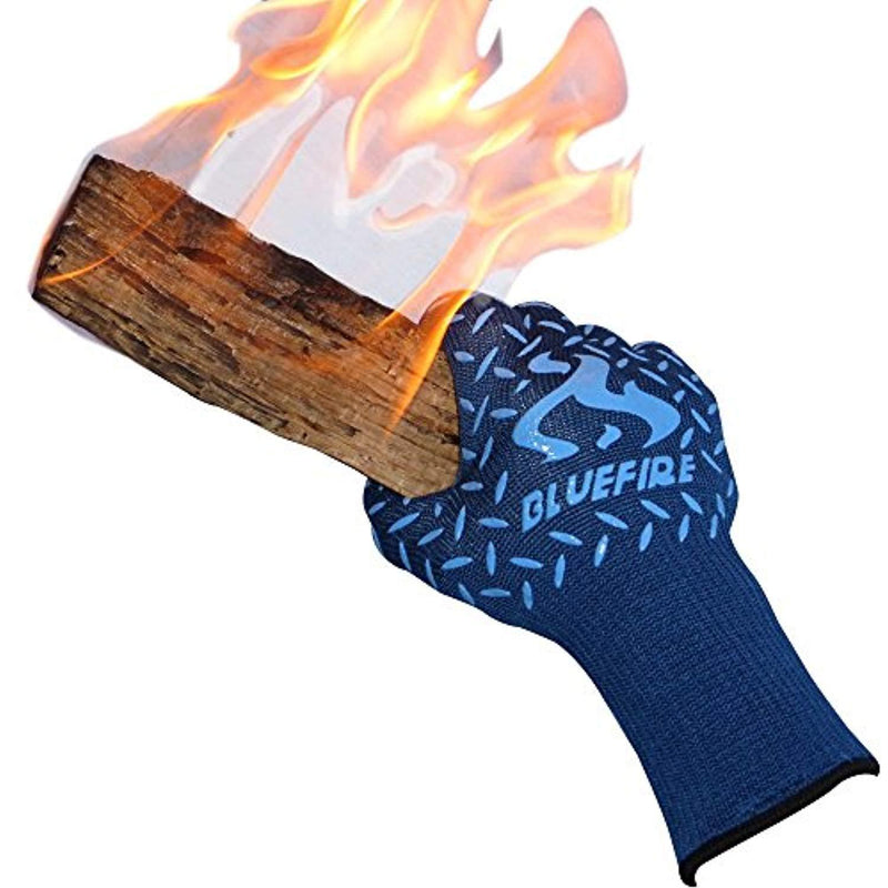 BlueFire Pro Heat Resistant Gloves - Oven - BBQ Grilling - Big Green Egg - Fireplace Accessories and Welding. Cut Resistant, Forearm Protection -100% Kevlar Certified 932°F Heat Resistance