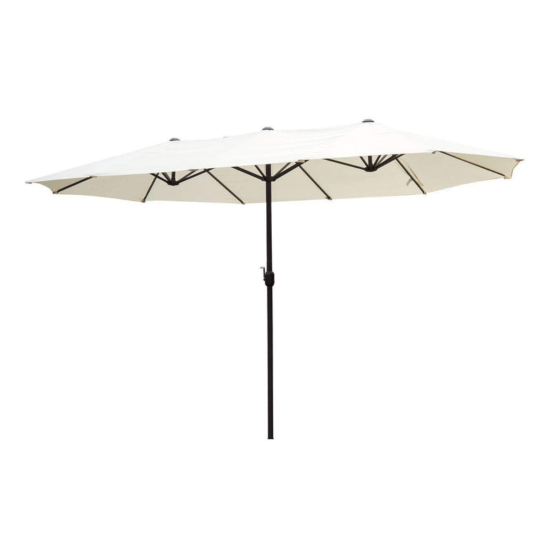 Outsunny VD-3454OPBE Crank-Tan 15' Double-Sided Twin Outdoor Market Patio Umbrella with Cran, L x 8.85'W x 7.9'H