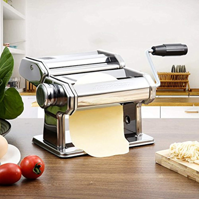 Alloyseed Stainless Steel Maker Homemade Noodle Machine with Adjustable Roller, Pasta Cutter, Hand Crank