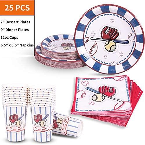 Duocute Soccer Party Supplies 177PCS Sports Theme Children Birthday Disposable Dinnerware Set Includes Plates, 12oz Cups, Napkins, Spoons, Forks, Knives, Tablecloth and Banner, Serves 25