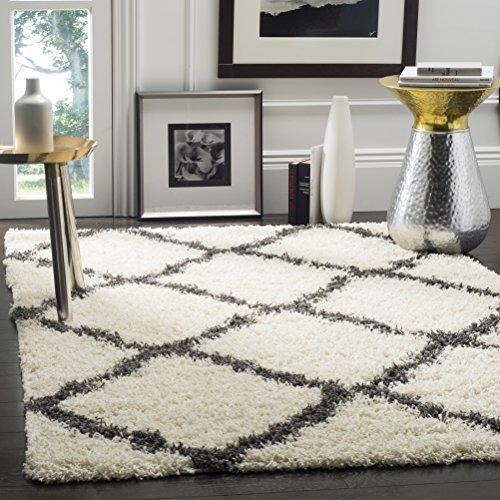 Safavieh Dallas Shag Collection SGD257A Dark Grey and Ivory Area Rug (8'6" x 12')