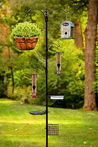 Premium Bird Feeding Station Kit, 22" Wide x 92" Tall (82" Above Ground Height), A Multi Feeder Hanging Kit and Bird Bath for Attracting Wild Birds by AshmanOnline