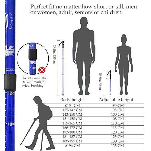 TheFitLife Nordic Walking Trekking Poles - 2 Pack with Antishock and Quick Lock System, Telescopic, Collapsible, Ultralight for Hiking, Camping, Mountaining, Backpacking, Walking, Trekking