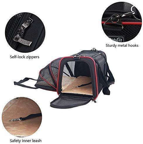 Airline Approved Cat Carrier – KiddyWoof Small Pet Carrier Travel Dog Purse Bag, Portable Soft Sided Cat Carrier with Two Side Expandable for Little Animals, Rabbit, Kitties, Kitten and Puppy