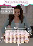 (6 Pack) Fill'nGo Carrier Holds 24 Standard Cupcakes - Ultra Sturdy Cupcake Boxes | Tall Dome Detachable Lid | Clear Plastic Disposable Containers | Storage Tray | Travel Holder | Also Regular Muffins