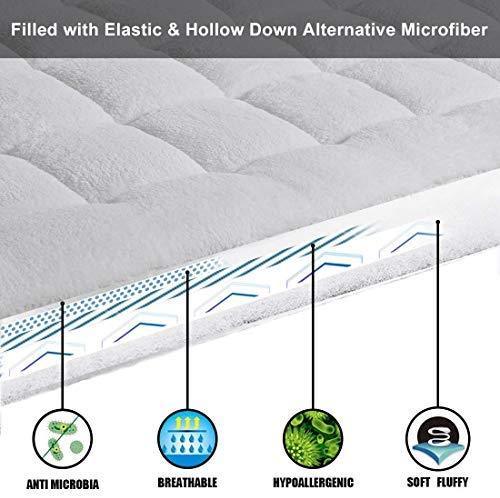 EMONIA Queen Mattress Pad - Pillow Top Fitted Mattress Pad Cover (Deep Pocket 8"-21"), 300TC Down Alternative Quilted Mattress Topper