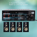 4-Channel Wireless Bluetooth Power Amplifier - 1000W Stereo Speaker Home Audio Receiver w/FM Radio, USB, Headphone, 2 Microphone w/Echo, Front Loading CD DVD Player, LED, Rack Mount - Pyle PD1000BA