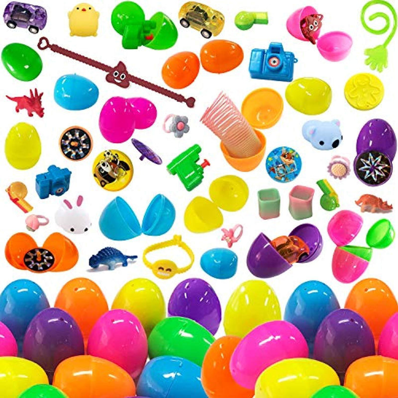 48PCS Filled Easter Eggs Set, Prefilled Plastic Surprise Eggs with Variety of Popular Toys Inside, Novelty Toy Assortment, Great for Easter Eggs Hunt, Party Game Prizes