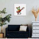 Bignut Art Oil Painting Hand Painted Funny Animal Guitar Frog Wall Art on Canvas Framed Wall Decor for Living Room Bedroom Office (24x24 Inches, Guitar Frog)