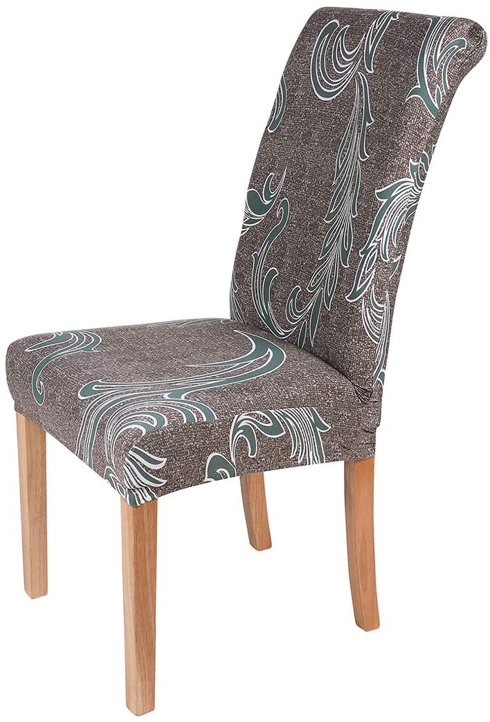 smiry Stretch Printed Dining Chair Covers, Spandex Removable Washable Dining Chair Protector Slipcovers for Home, Kitchen, Party, Restaurant - Set of 6, Black Baroque