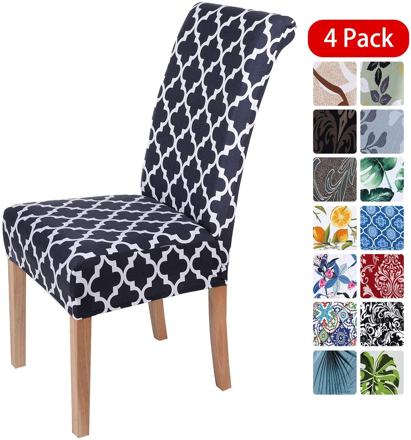 smiry Stretch Printed Dining Chair Covers, Spandex Removable Washable Dining Chair Protector Slipcovers for Home, Kitchen, Party, Restaurant - Set of 6, Black Baroque