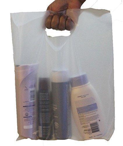 100 Extra Durable 2.5mil 12x15 Clear Merchandise bags Die Cut Handle-Semi-Glossy finish-Anti-Stretch. For Retail store plastic bags, Party favors, Handouts and more by Best Choice (Clear)