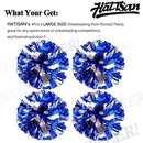 hatisan 4Pcs Large Cheerleader Pom Poms, Pom Poms Cheerleading Metallic Foil & Plastic Ring Pompoms Cheerleader, Cheerleading Poms Accessory Pompoms Cheer for Sports Team Spirit Cheering