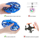 TEMI Mini UFO Flying Toys Drone for Kids & Adults, Hand Operated Flying Ball Helicopter with Lights, Easy Indoor Outdoor Pocket Quadcopter Aircraft Toy Gifts for Beginners, Boys & Girls, Blue