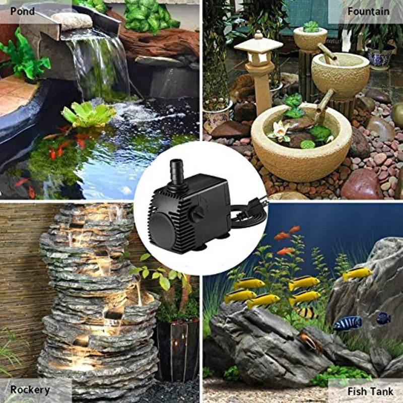 Homasy 320GPH (1200L/H, 22W) Submersible Pump, Ultra Quiet Fountain Water Pump with 4.1ft Power Cord, 3 Nozzles for Aquarium, Fish Tank, Pond, Statuary