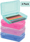 1InTheoffice Pencil Box, Translucent"Assorted Colors" (4 Pack) (Light Colored)